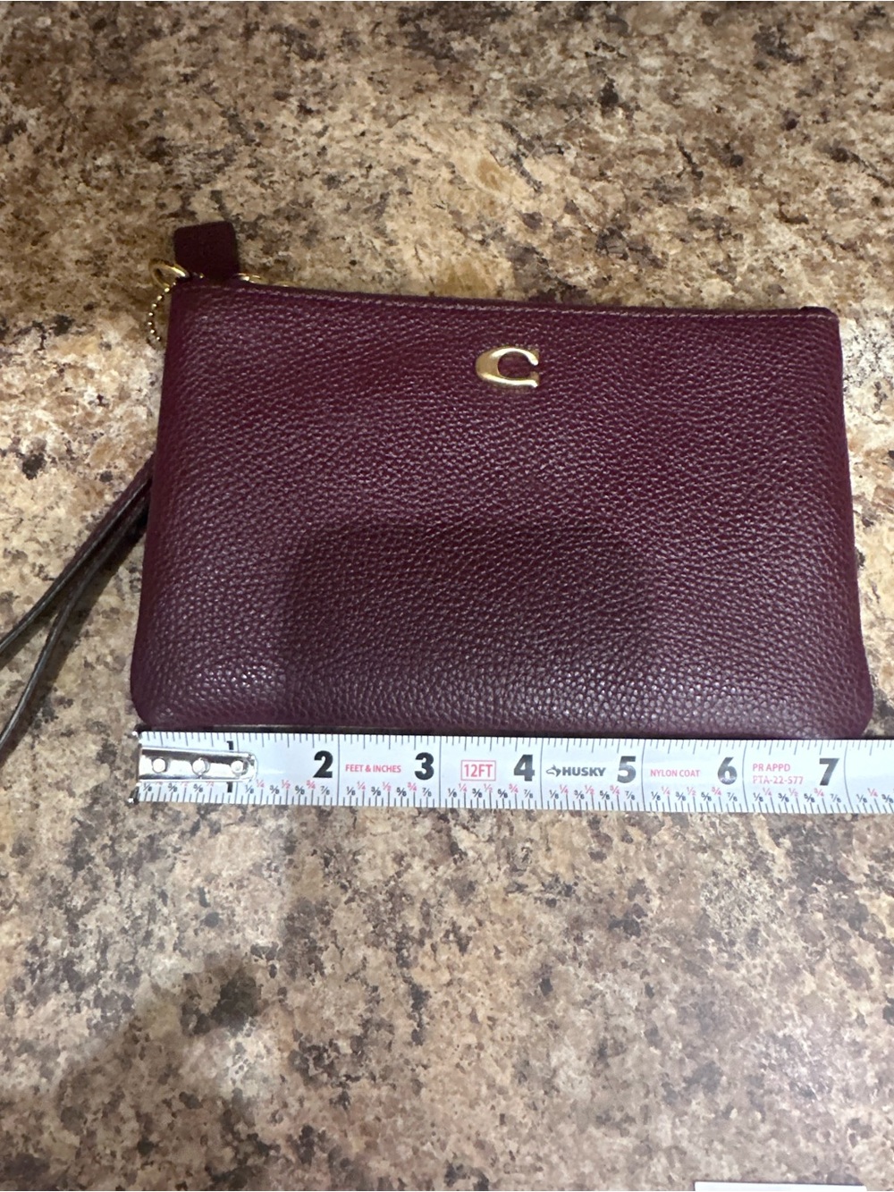 Coach Pebbled Merlot Signature Corner Zip Wristlet NWT Quiet Luxury Old Money - Picture 6 of 9